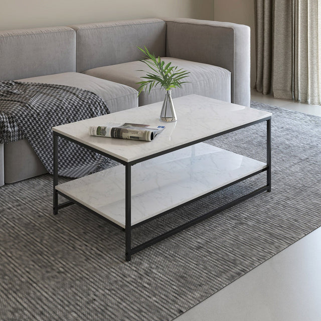 Appollo Brigitte 2-tiered Metal Coffee Table with Marble Top P4