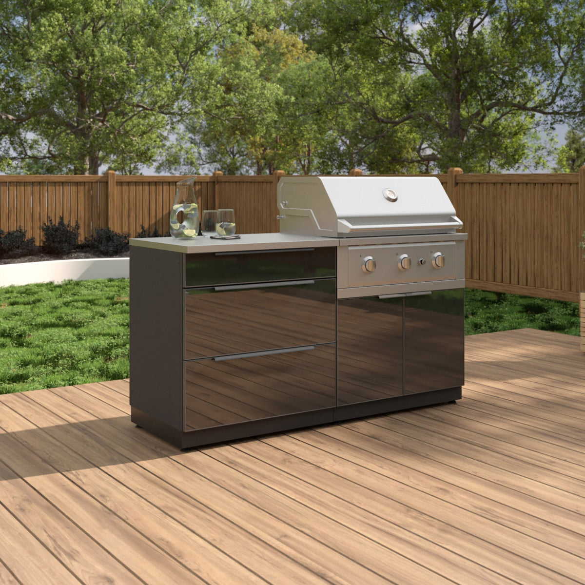 NewAge Products 4-piece Outdoor Kitchen Aluminum Set Black - Propane Gas
