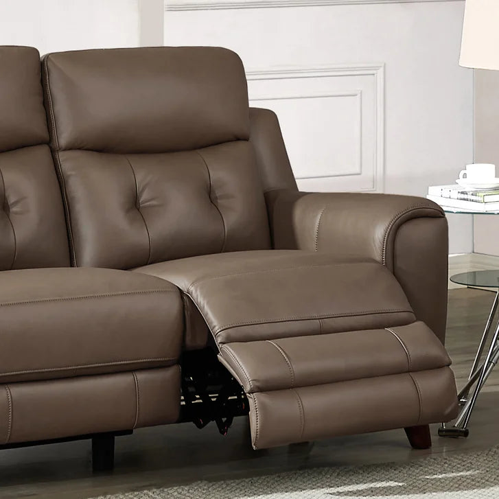 Prospera Home Malibu Modern Top Grain Leather Power Reclining Sofa and Loveseat with Power Headrest