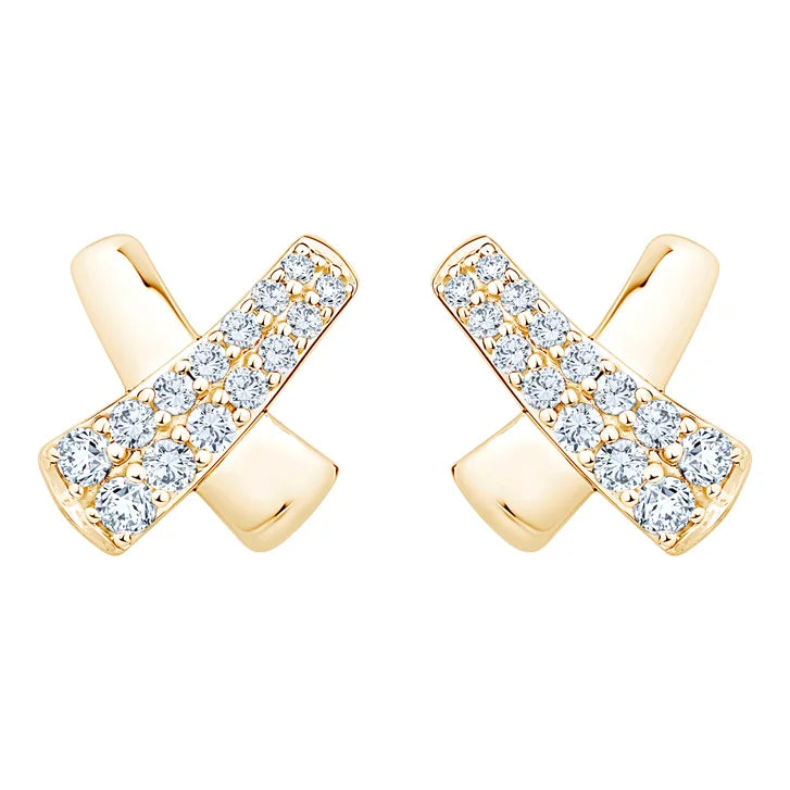 Round Brilliant Diamond X-Shaped Earrings (0.30 ctw)