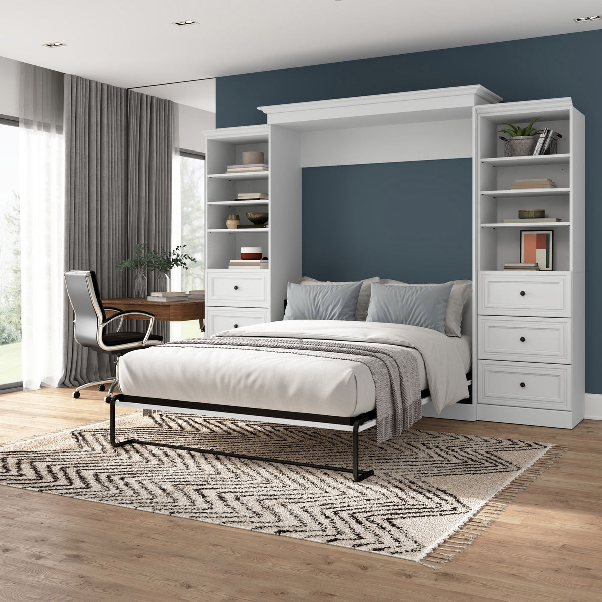 Bestar Evolution 3-piece Wall Bed Set, White