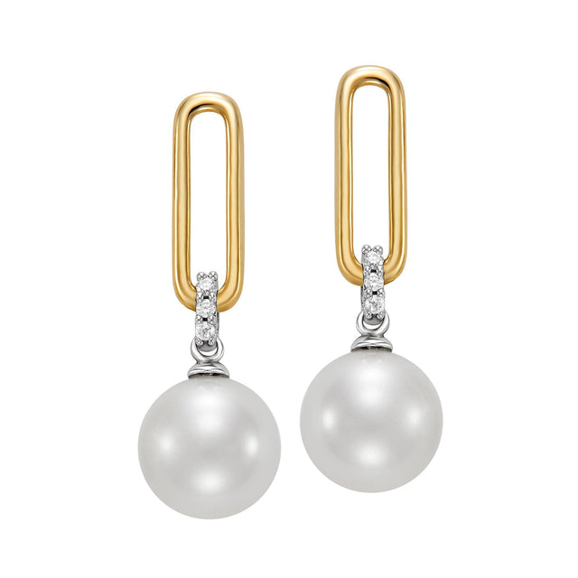 8 – 8.5 mm Cultured Freshwater Pearl and Diamond Earrings (0.03 ctw) N9