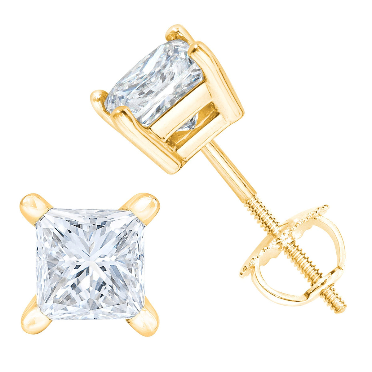 Princess Cut Diamond Stud Earrings (0.48 ctw)