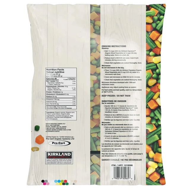 Kirkland Signature Organic Mixed Vegetables, 2.5 kg J6