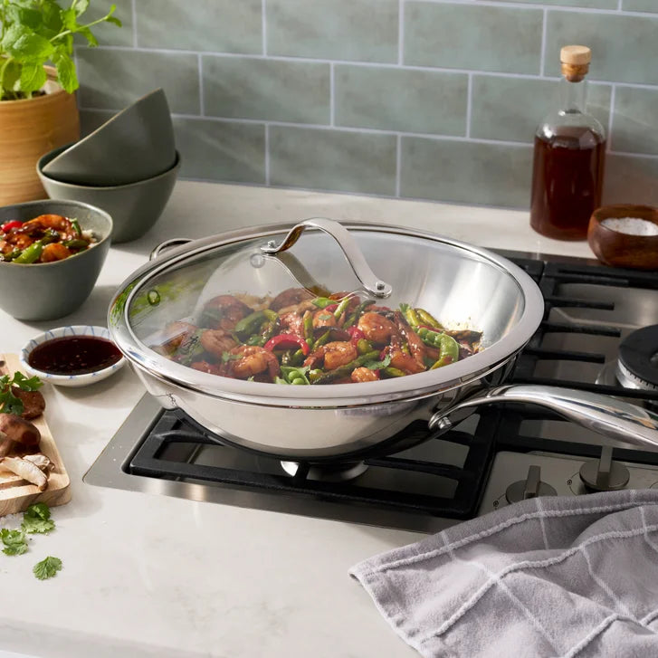 HENCKELS Aragon Wok with Glass Lid, 32 cm (12.6 in.)