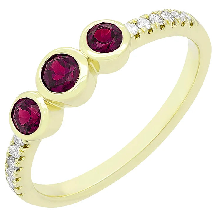 Round Cut Ruby and Diamond Ring (0.10 ctw)