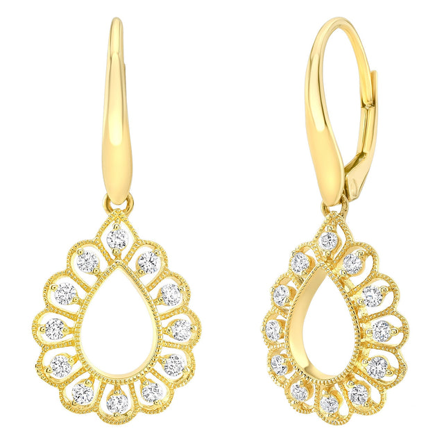 Round Brilliant Diamond Teardrop Earrings (0.34 ctw) W7