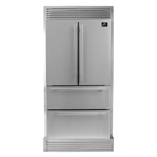 Forno Moena 2-piece Stainless Steel 40 in 19.2 cu ft French Door Refrigerator with Decorative Trim Kit Z9
