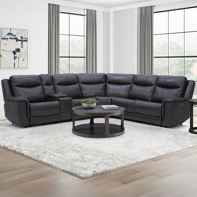 Gilman Creek 6-piece Top-grain Leather Power Sectional D3
