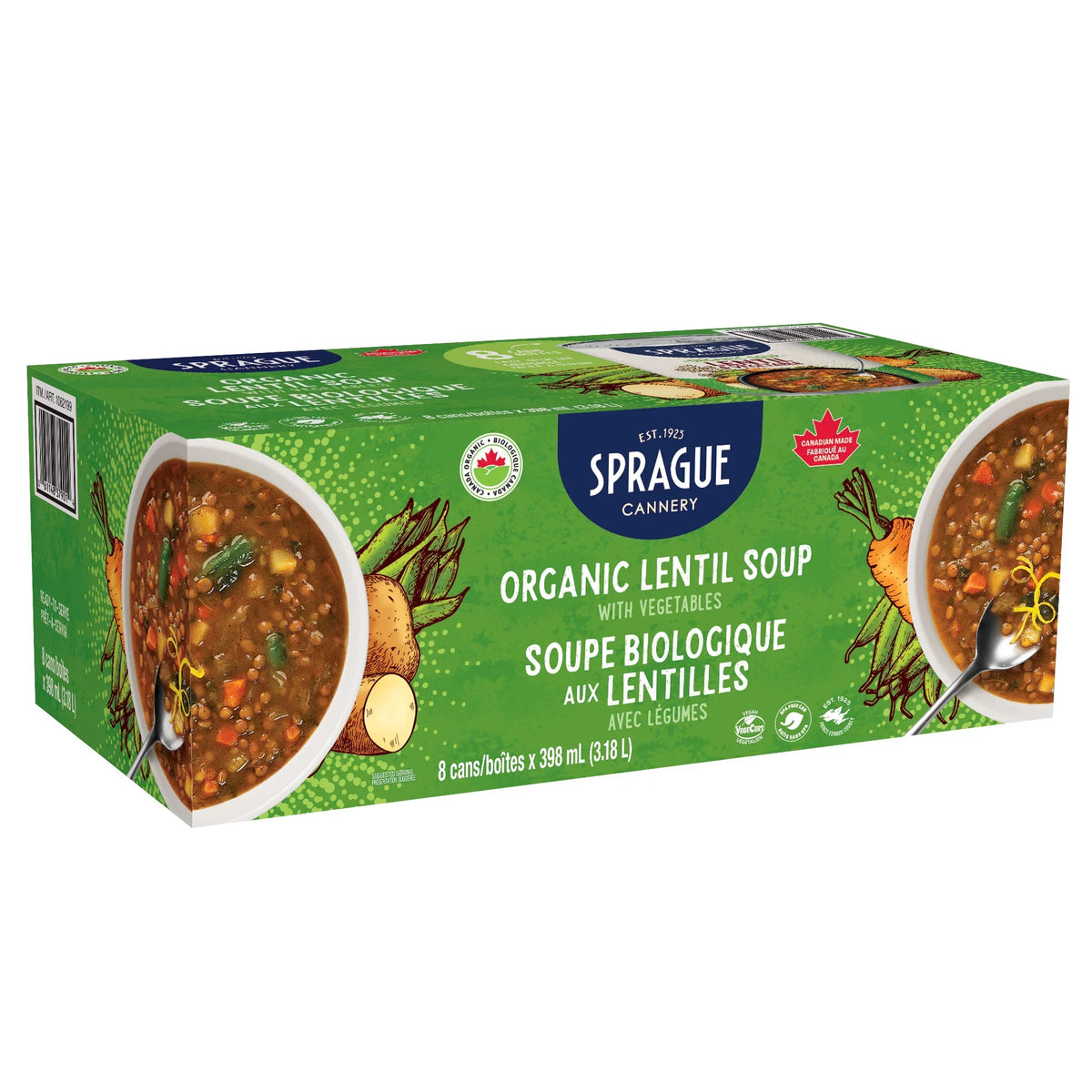 Sprague Organic Lentil and Vegetable Soup, 8 × 398 mL
