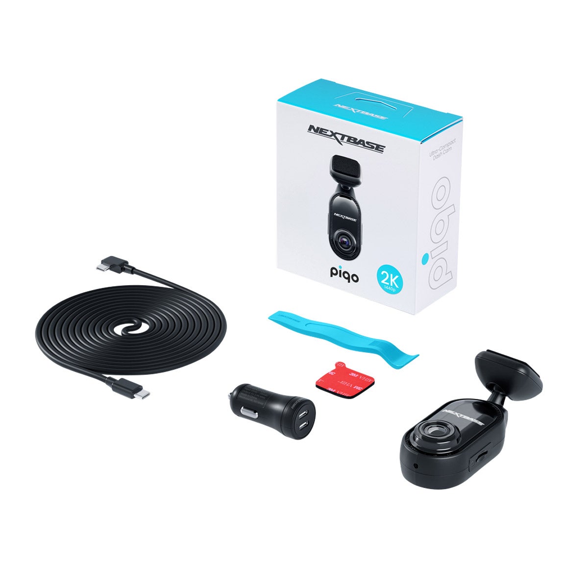 Nextbase Piqo 1K Dashcam with Bonus 64GB MicroSD Card and Piqo Quick Connect Cable
