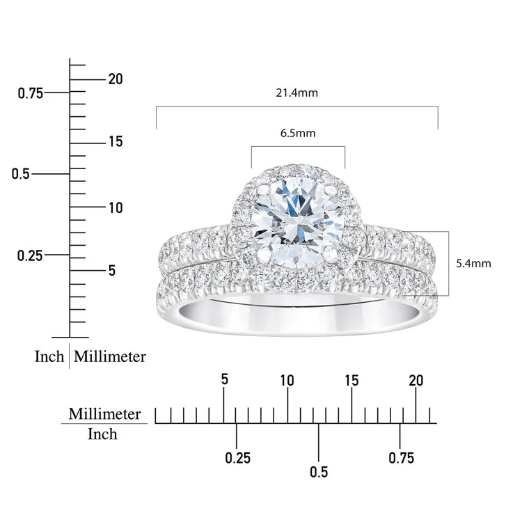 1.90 ctw Round Brilliant Cut, Clarity VS1, Colour E, Diamond Wedding Set