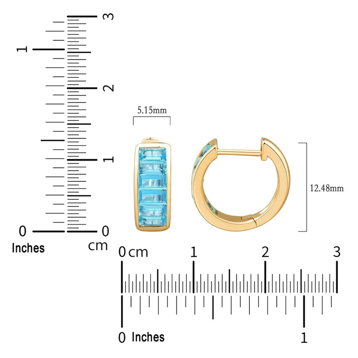 Swiss Blue Topaz Hoop Earrings