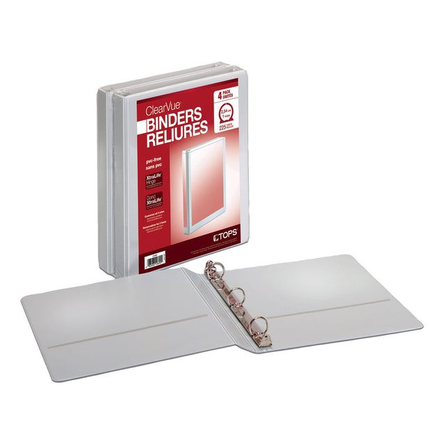 TOPS ClearVue View 1-in White Binders, 4-pack Y2