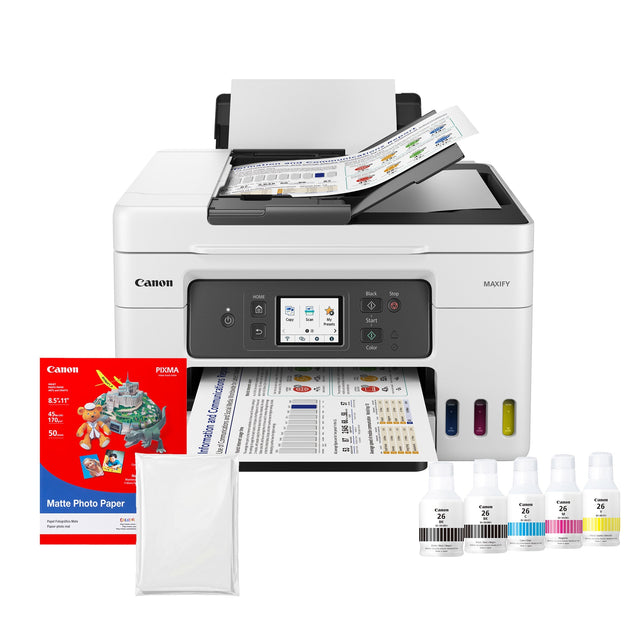 Canon MAXIFY GX4020 Wireless MegaTank Printer with Extra Black Ink Bottle and 2 x 50-Sheet Photo Paper I9