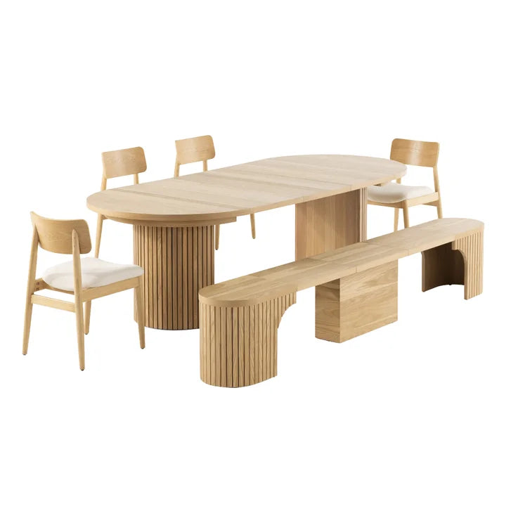 Round Transformer Table with Bench and 4 Chairs