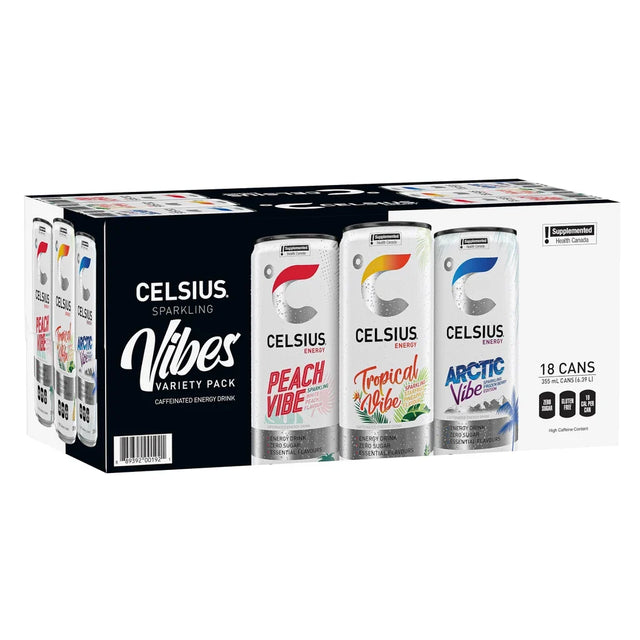 Celsius Vibes Energy Drink Variety Pack, 355 mL 18-pack H2