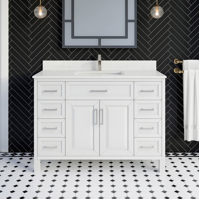 Studio Bathe Thomson II Vanity in White Finish with Engineered Stone Countertop S9