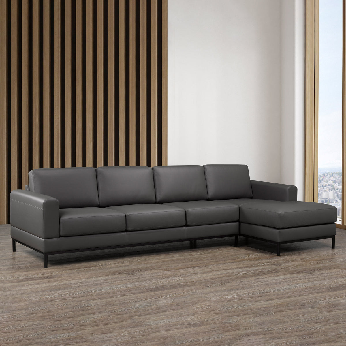 Galleria 2-piece Top Grain Leather Right-hand Facing Extended Sectional