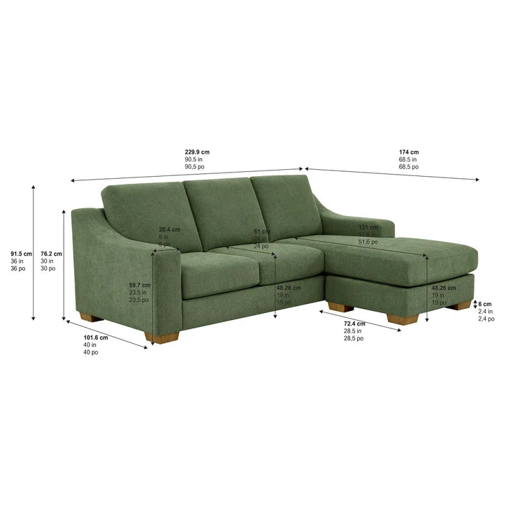 Thomasville Dillard 2-piece Fabric Sofa with Reversible Chaise
