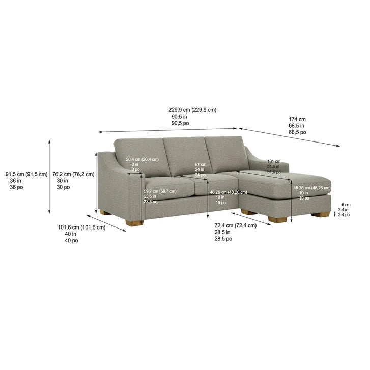 Thomasville Dillard 2-piece Fabric Sofa with Reversible Chaise