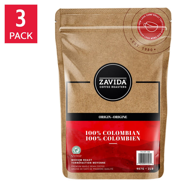 Zavida 100% Colombian Whole Bean Coffee, 3 x 907 g L1