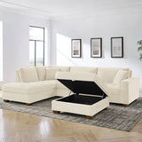Thomasville Miles 3-piece Left-hand Facing Fabric Sectional with Storage Ottoman