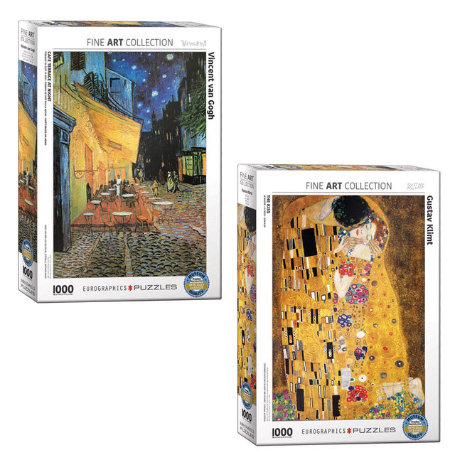Eurographics 2-pack Puzzle Set- Van Gogh's Café at Night and Klimt's The Kiss 1000 Pieces F4