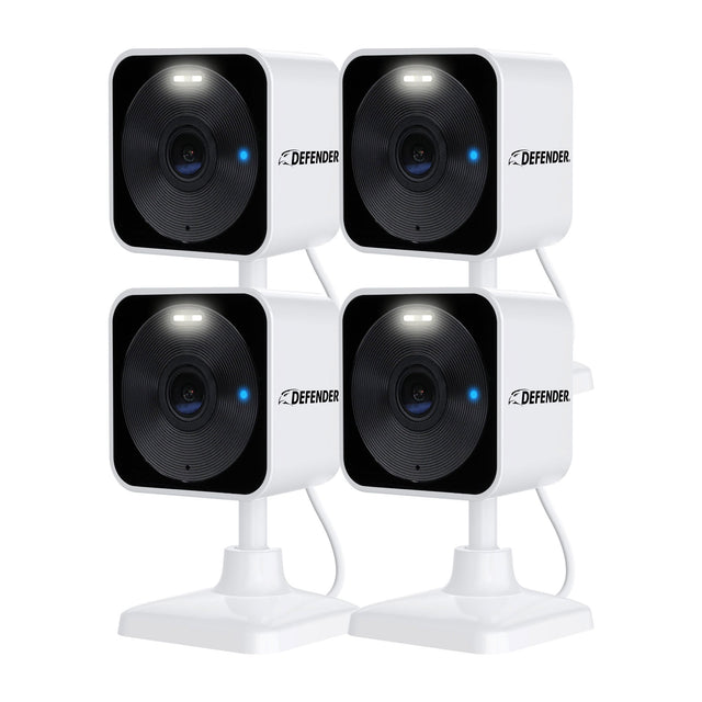 Defender GO 2K AI Powered Plug-in Indoor/Outdoor Wi-Fi Security Cameras, 4-pack S2