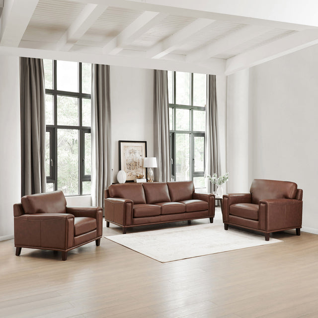 Prospera Home Jensen Top-grain Leather Sofa and 2 Chairs A5