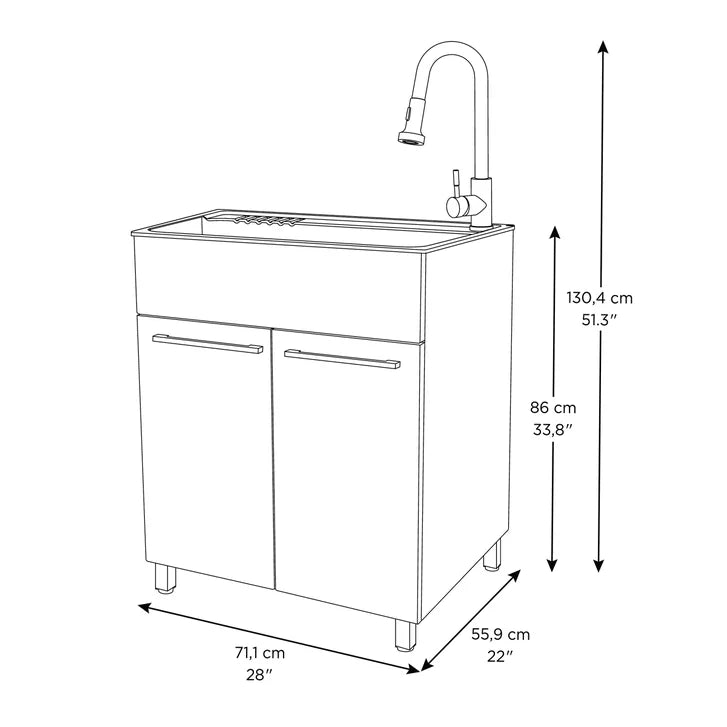 Transform 28 in. All-in-one Utility Sink with Cabinet and Stainless Steel Faucet