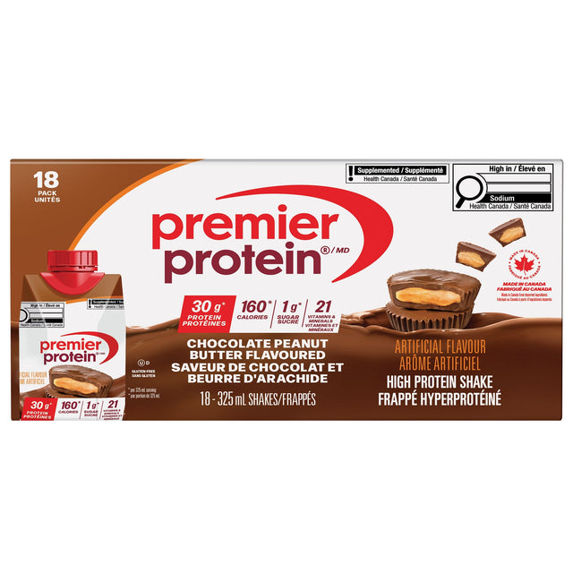 Premier Protein High-protein Chocolate Peanut Butter Shake, 18 x 325 mL K3