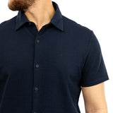 Calvin Klein Men's Seersucker Button-down Short Sleeve Shirt