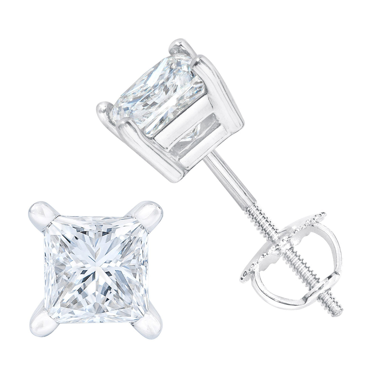 Princess Cut Diamond Stud Earrings (0.48 ctw)