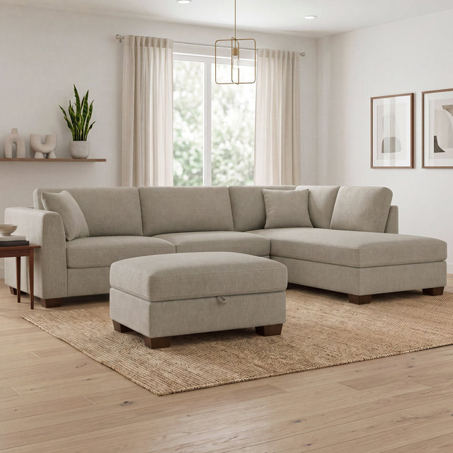 Thomasville Walsen 3-piece Fabric Sectional with Storage Ottoman R7