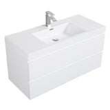 SERA CAPRI Glossy White Wall-Hung Vanity with Glossy White Polymarble Countertop