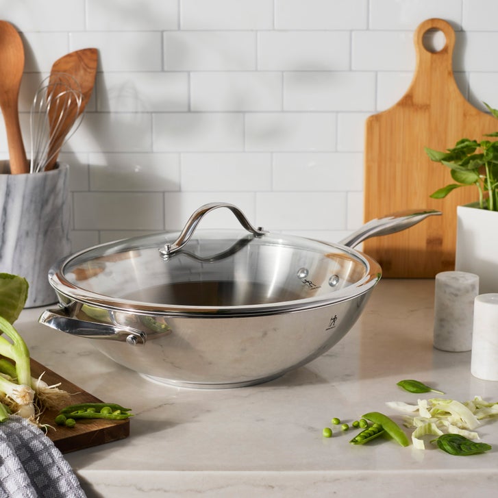 HENCKELS Aragon Wok with Glass Lid, 32 cm (12.6 in.)