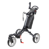 Caddytek - Auto fold/unfold Compact 3 Wheel Golf Push Cart with Cooler Bag