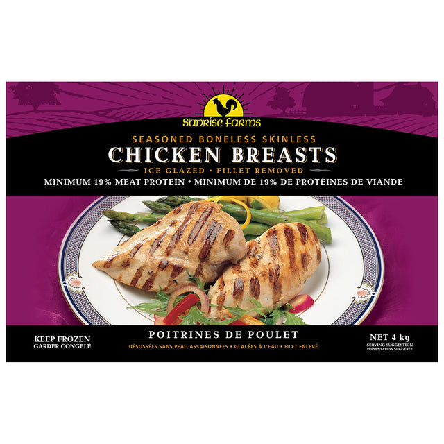 Sunrise Farms Frozen Seasoned Chicken Breast, 4 kg Q8