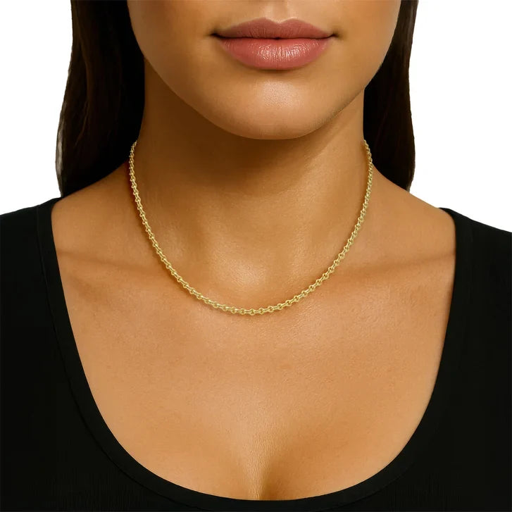 Twist Mixed Link Chain Necklace in Yellow Gold