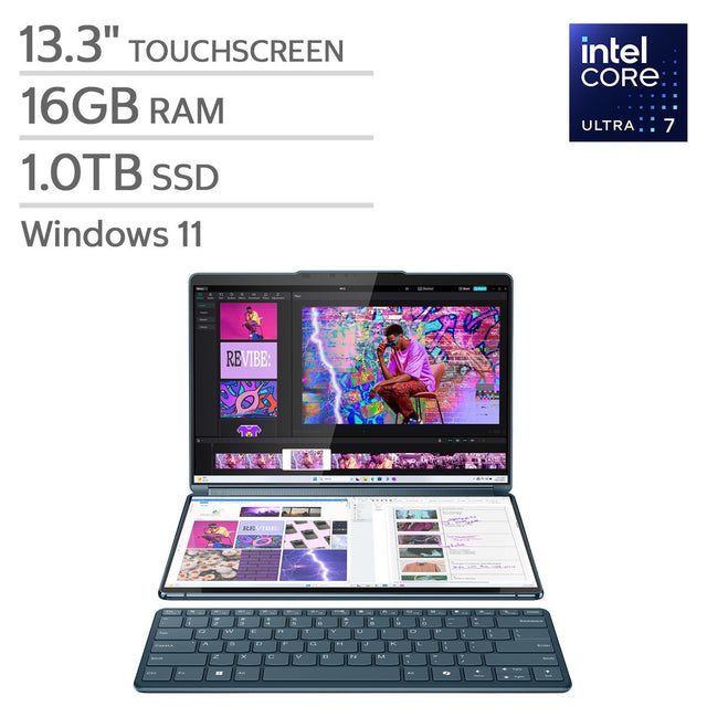 Lenovo Yoga Book 9i 13.3-in. Touchscreen Laptop, Intel Core Ultra 7 155U, 16GB RAM, 1TB SSD Bundle P8