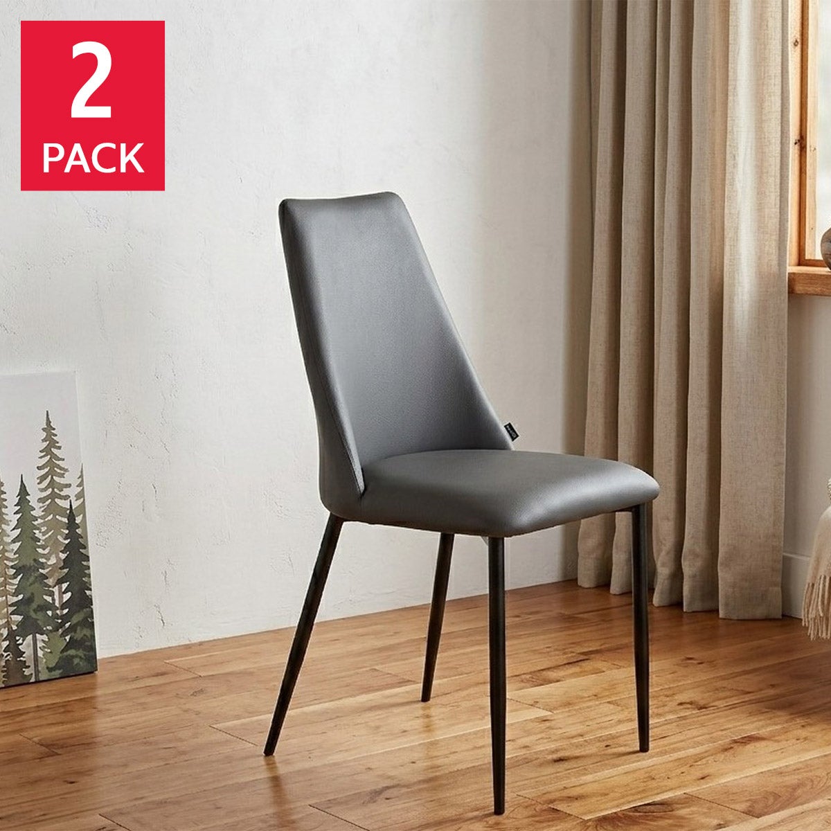 Peressini Flore Grey Dining Chair with Black Metal Frame, 2-pack, Made in Italy