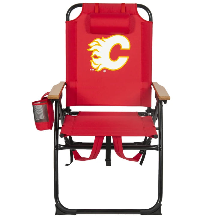 NHL 4-Position Folding Chair With Wood Arms