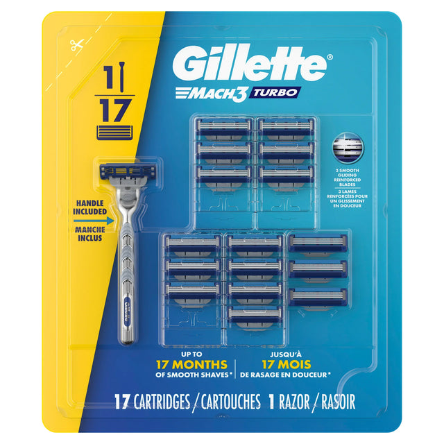 Gillette Mach3 Turbo Razor + 17 Cartridges P5