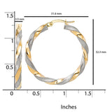 Diamond Cut Twisted Hoop Earrings in Two Tone Gold