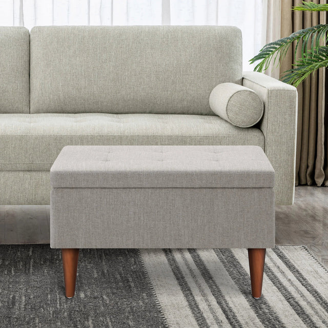 King Fabric Upholstered Storage Ottoman W3