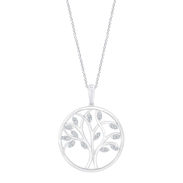 Round Brilliant Diamond Tree of Life Pendant (0.20 ctw) G6