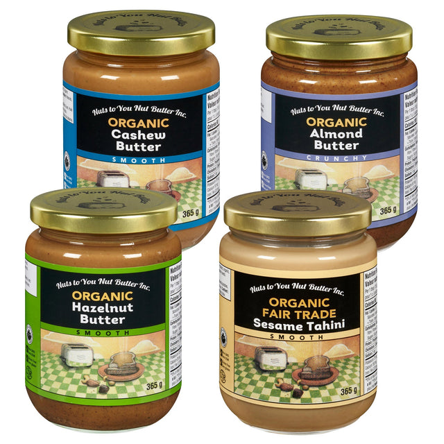 Nuts to You Organic Nut Butter Variety Pack, 4 × 365 g W4