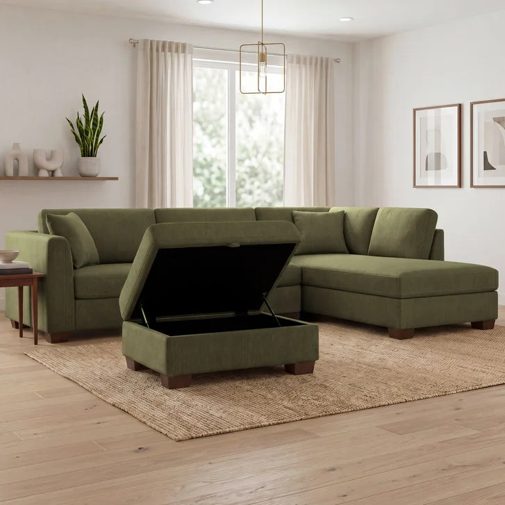 Thomasville Walsen 3-piece Fabric Sectional with Storage Ottoman