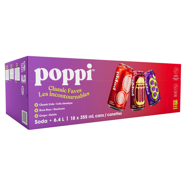 Poppi Classic Faves Soda Variety Pack, 355 mL 18-pack L2